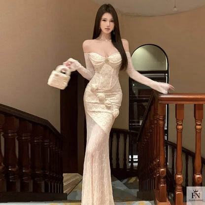 Lace 3D Floral Bodycon Dress - Fashionnsio