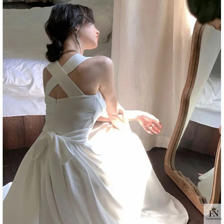 Cross Strap Waist Midi Dress - Fashionnsio