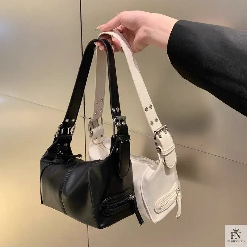 Y2K Retro Buckle Shoulder Bags - Fashionnsio