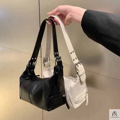 Y2K Retro Buckle Shoulder Bags - Fashionnsio