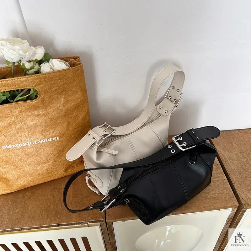 Y2K Retro Buckle Shoulder Bags - Fashionnsio