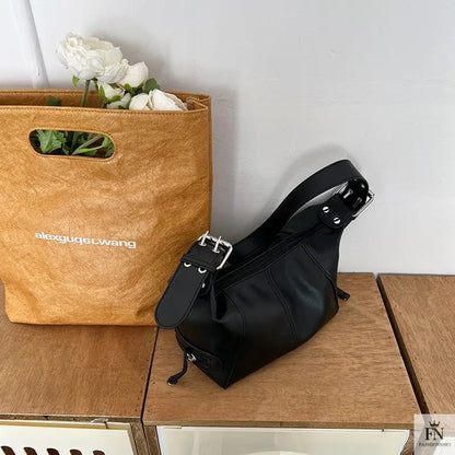 Y2K Retro Buckle Shoulder Bags - Fashionnsio