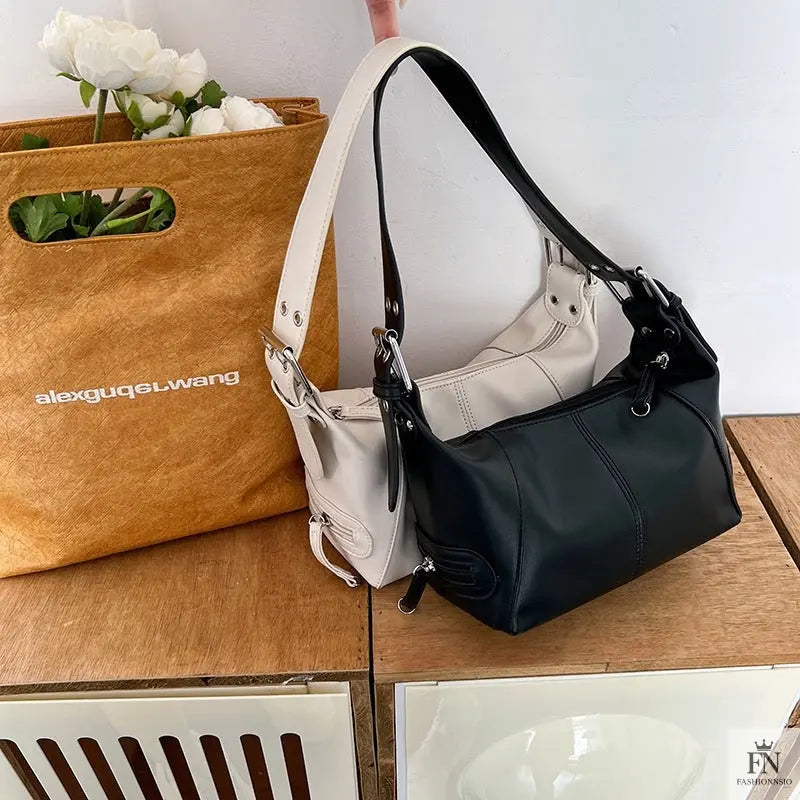 Y2K Retro Buckle Shoulder Bags - Fashionnsio