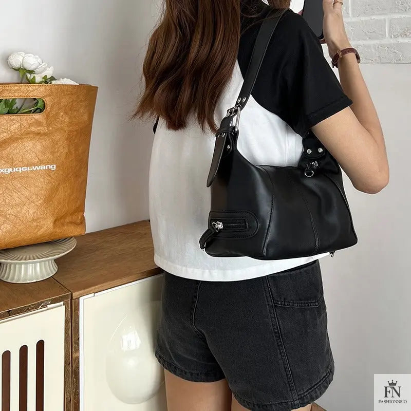 Y2K Retro Buckle Shoulder Bags - Fashionnsio