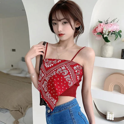 Printed Bandana Handkerchief Tube Top