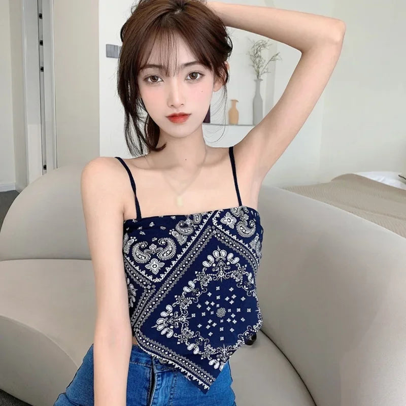 Printed Bandana Handkerchief Tube Top