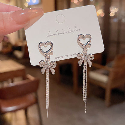 Bowknot Heart Diamond Earrings fashionnsio