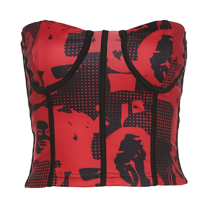 Strapless Printed Corset Top