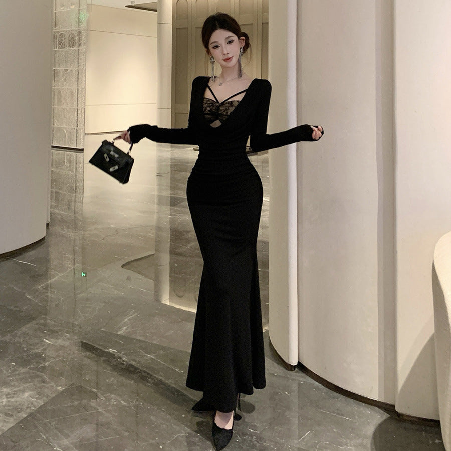 Lace Bodycon Long Dress - Fashionnsio