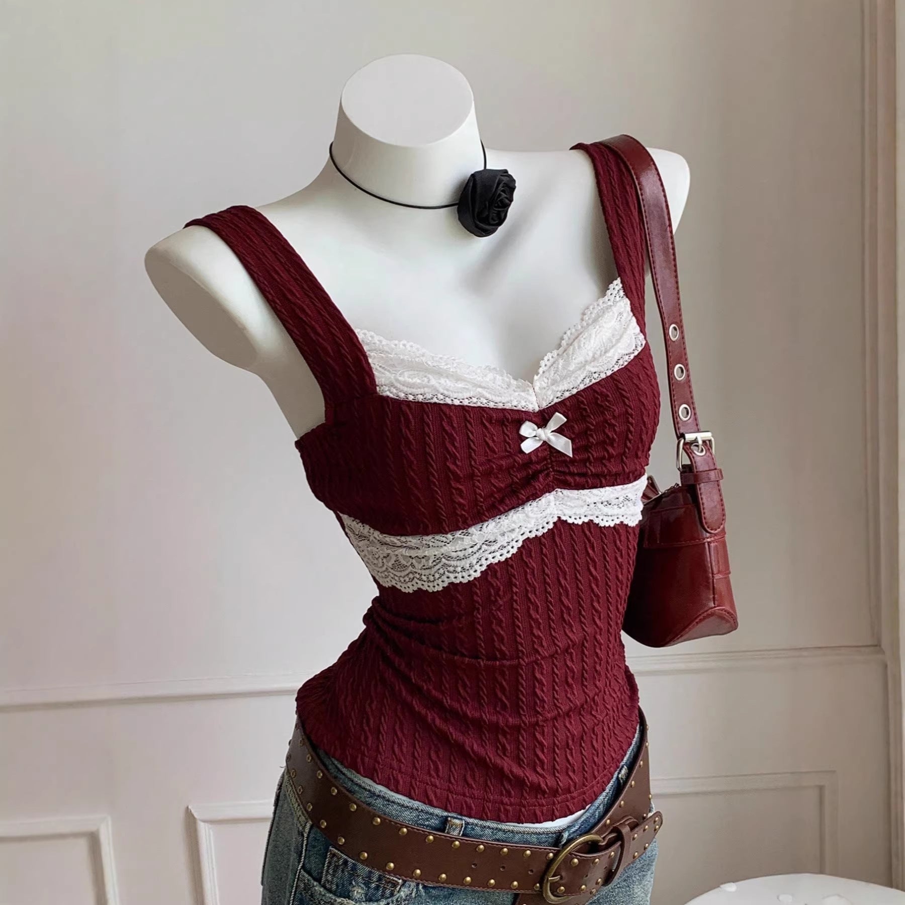 Y2K Lace Bow Top - Fashionnsio