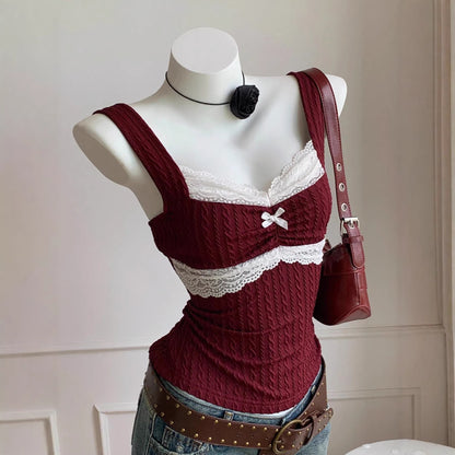 Y2K Lace Bow Top - Fashionnsio