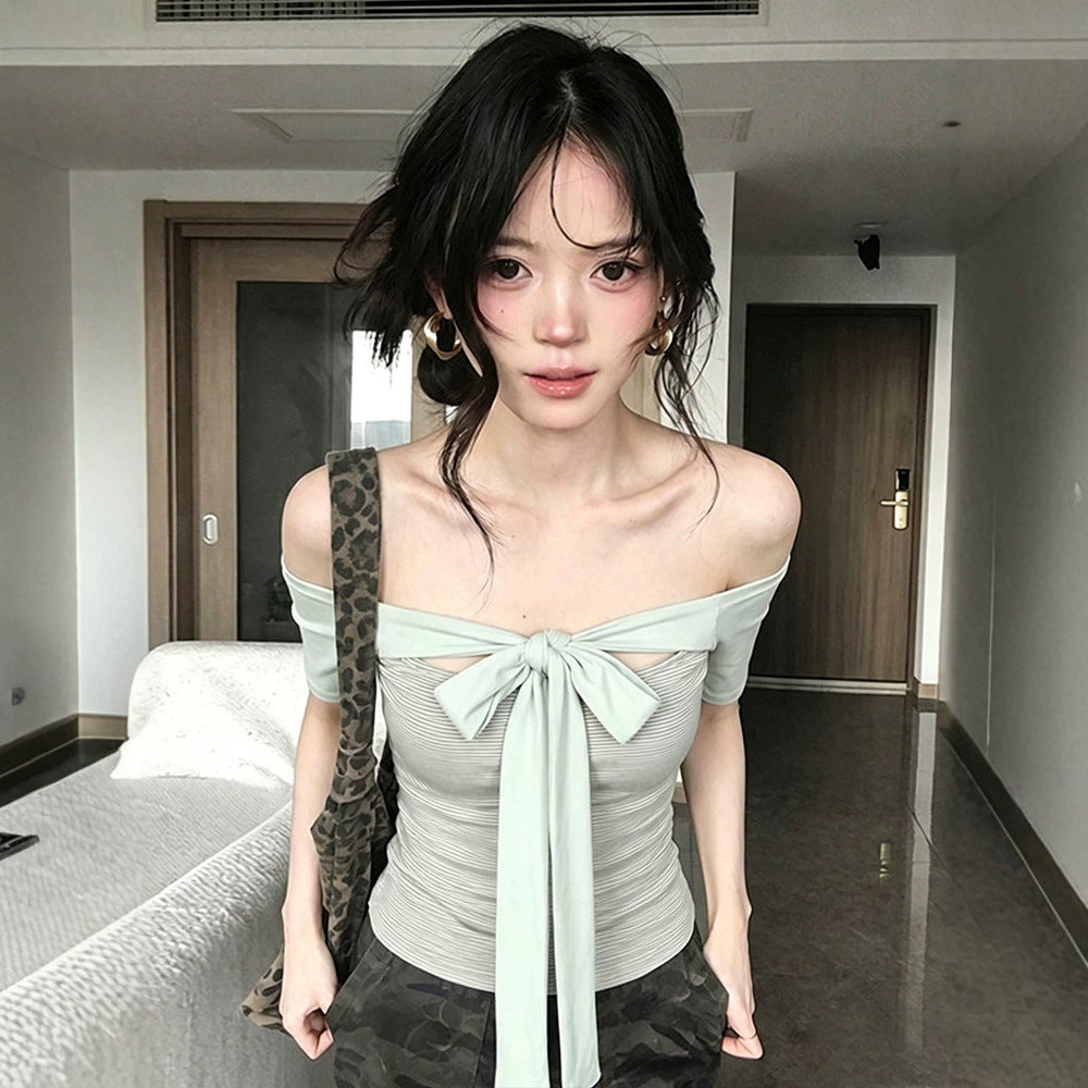 Tie Front Off Shoulder Top - Fashionnsio