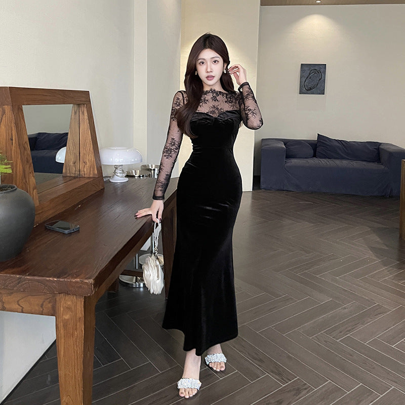 Lace Patchwork Bodycon Dress - Fashionnsio