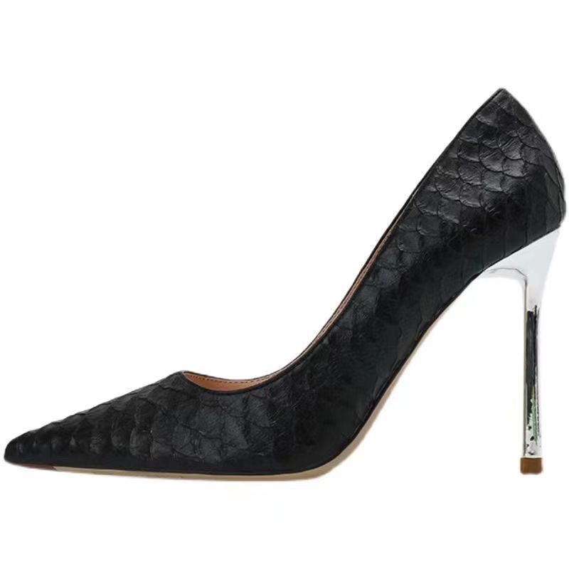 Textured Pointed Stiletto Heels - Fashionnsio