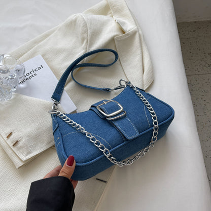 Denim Fashion Chains Shoulder Bag