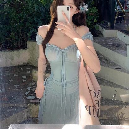 Waist Slimming Layered Maxi Dress - Fashionnsio