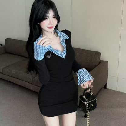 Fake Two-piece Bodycon Dress - Fashionnsio