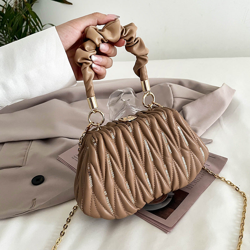 Embroidered Pleated Clutch Handbags