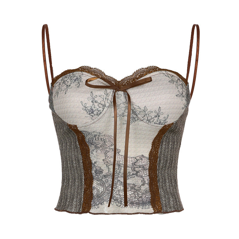 Sweetheart Neck Bow Lace Corset Top