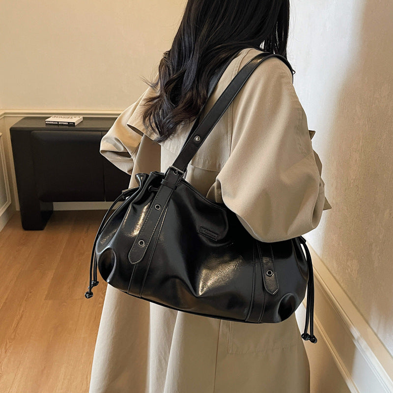 Pleated Large Shoulder Bags - Fashionnsio