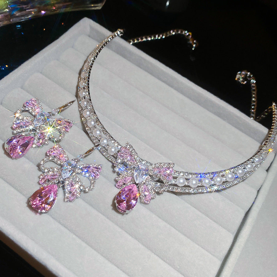 Bow Rhinestone Jewelry Set - Fashionnsio
