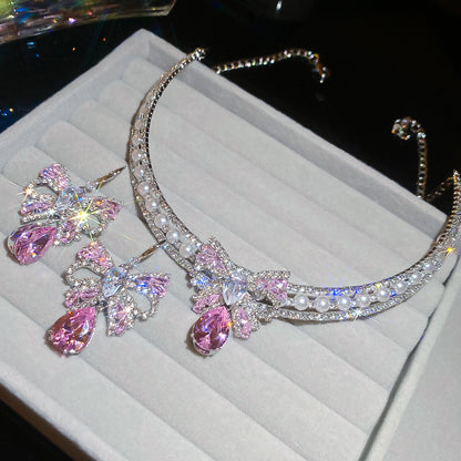 Bow Rhinestone Jewelry Set - Fashionnsio