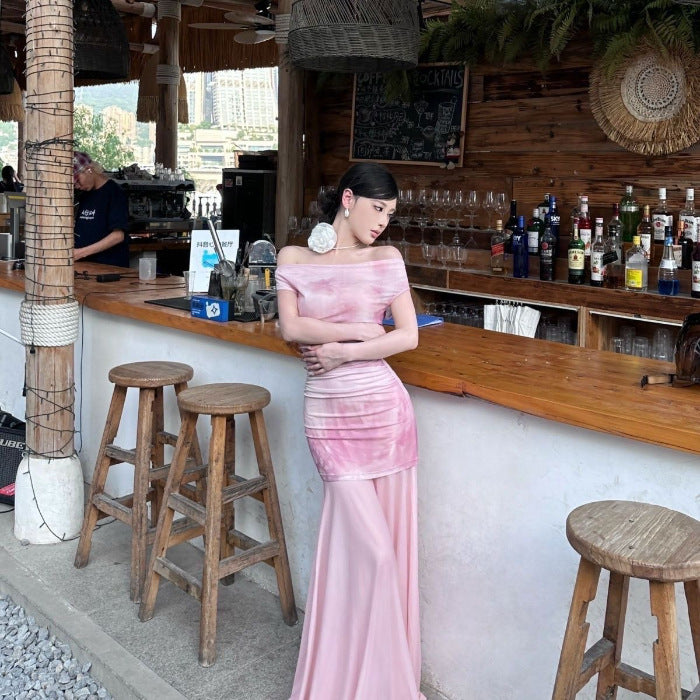 Off Shoulder Floral Mermaid Dress - Fashionnsio
