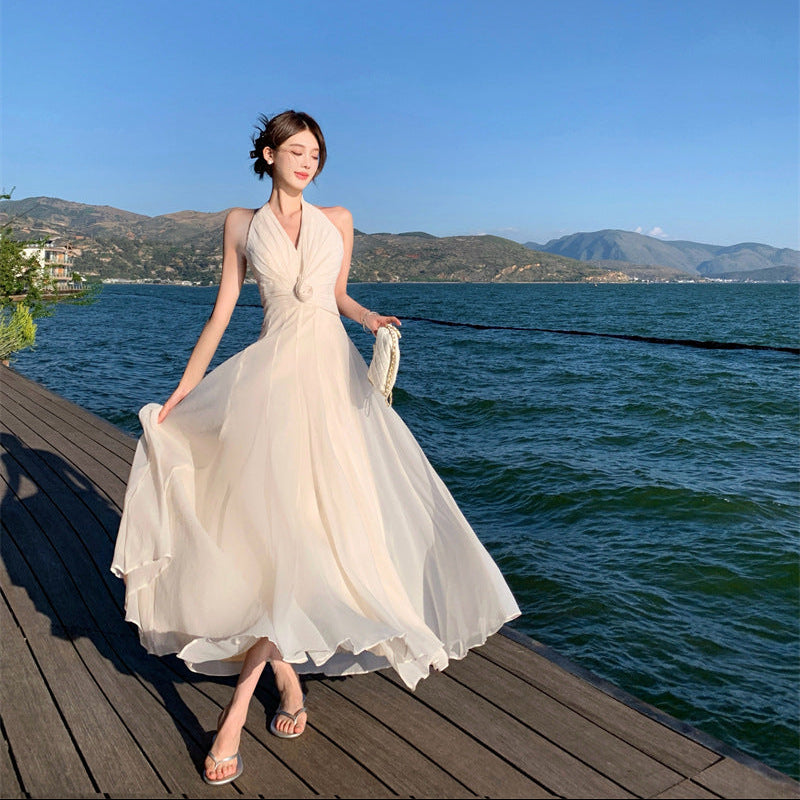 Halter Floral Maxi Dress - Fashionnsio