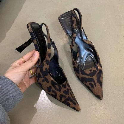 Leopard-print Strap Pointed Heels