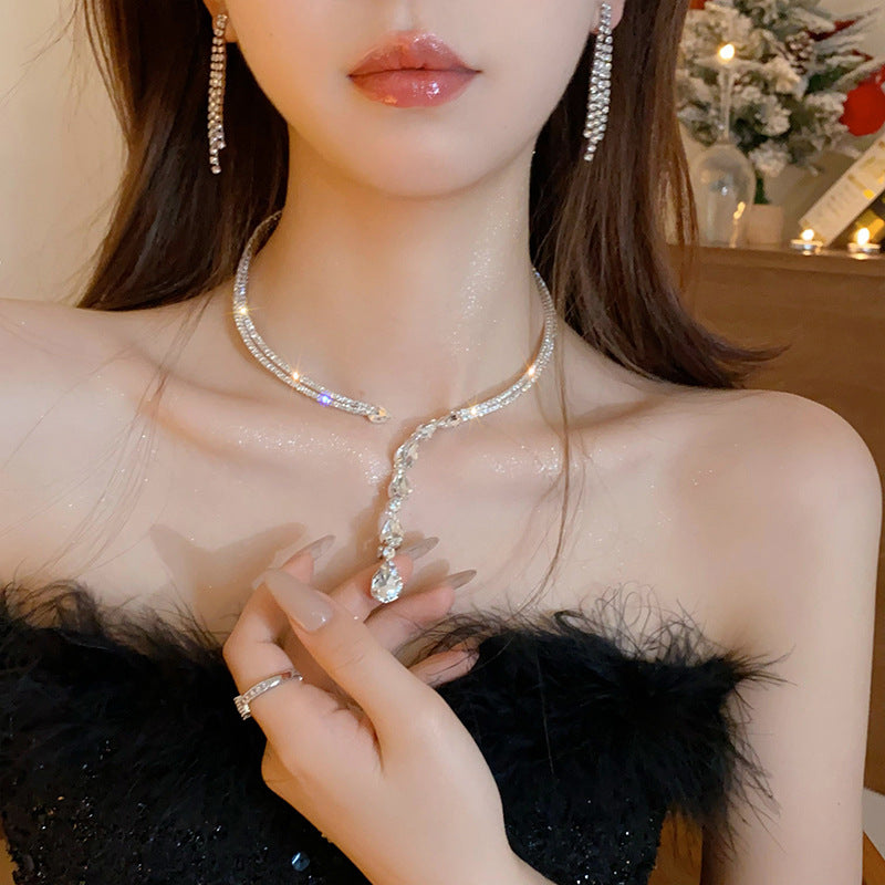 Serpentine Zircon Drop Choker