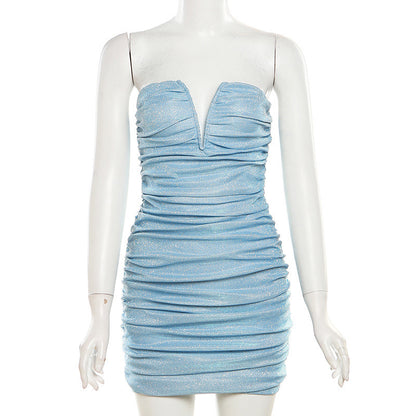 Sparkle Pleated Mini Dress - Fashionnsio