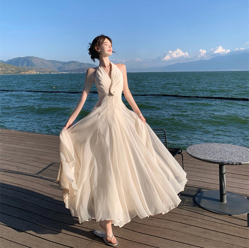 Halter Floral Maxi Dress - Fashionnsio