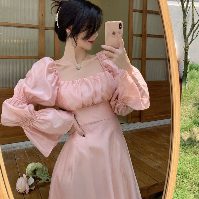 Puff Sleeve Korean Gown Dress