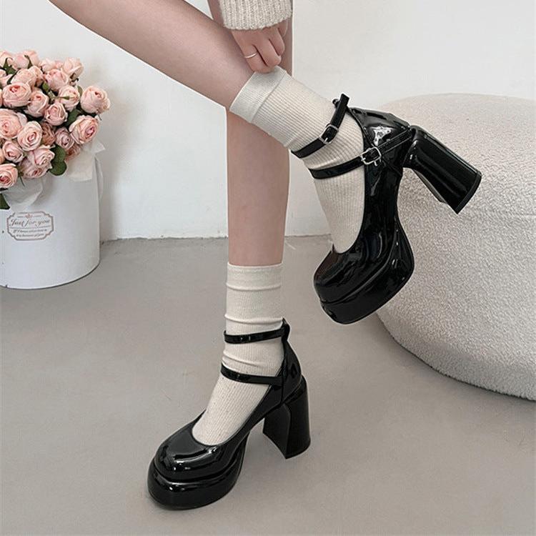 Mary Jane Ankle Strap Chunky Heels