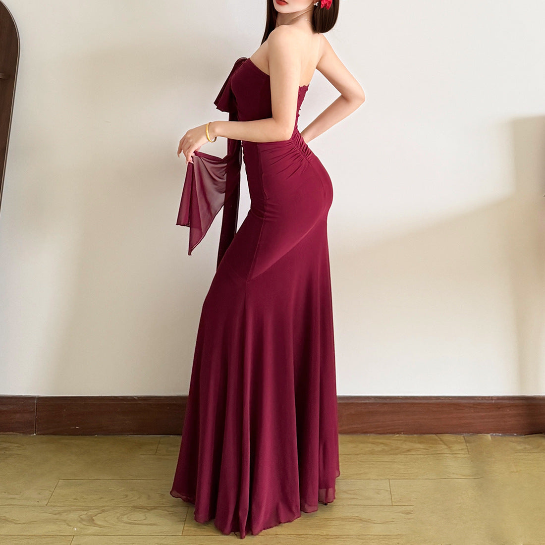 Halter Flared Maxi Dress - Fashionnsio