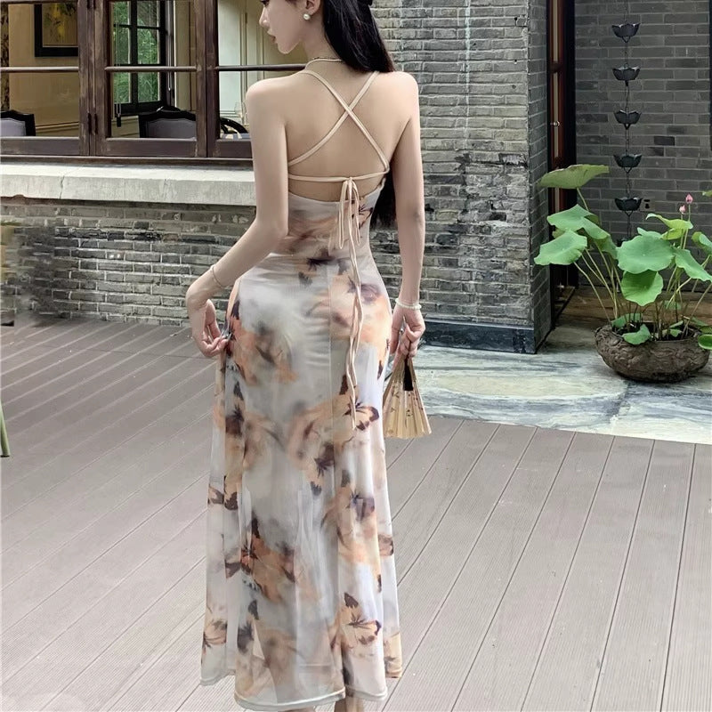 Butterfly Pattern Maxi Dress - Fashionnsio