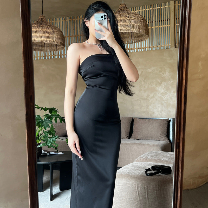 Tube Wrap Black Dress fashionnsio