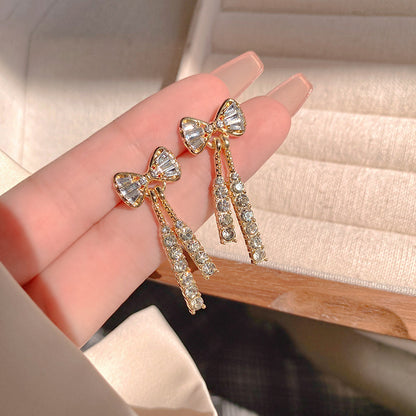 Korean Bow Crystal Earrings fashionnsio