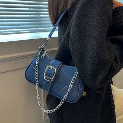 Denim Fashion Chains Shoulder Bag