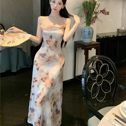 Butterfly Pattern Maxi Dress - Fashionnsio