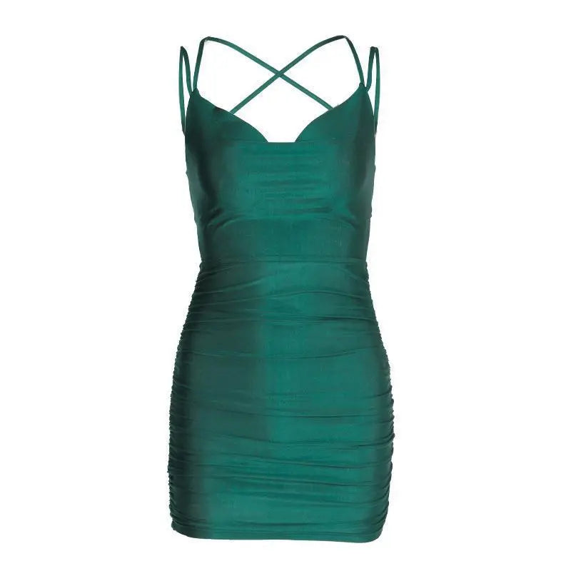 Mini Dress - Backless Bodycon Dress - Satin Dress Fashionnsio Mini Dress - Backless Bodycon Dress - Satin Dress Fashionnsio