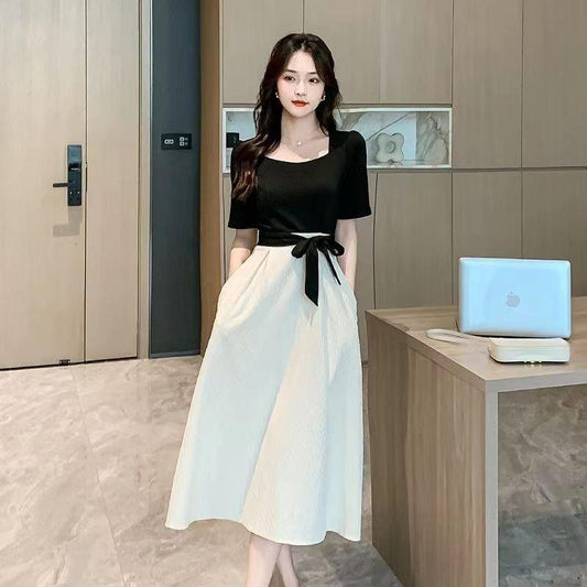 Korean Puff Sleeve Bow Dress