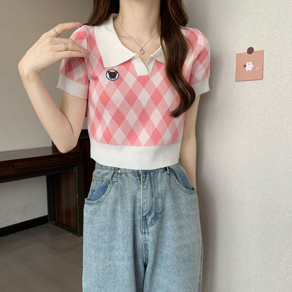 Polo Silk Knitted Crop Top