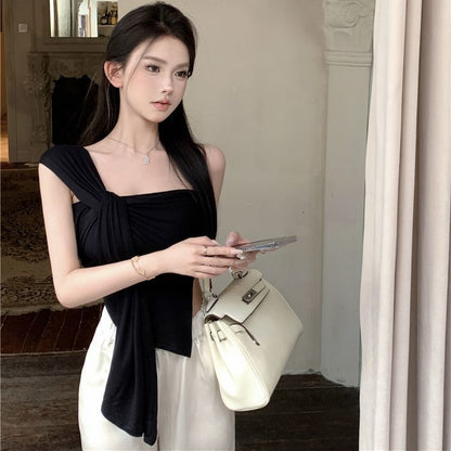 Off Shoulder Irregular Crop Top - Fashionnsio