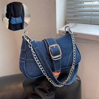 Denim Fashion Chains Shoulder Bag