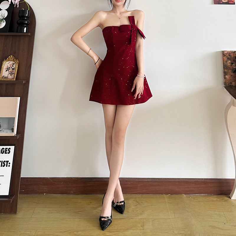 Strapless Mini Bow Dress - Fashionnsio