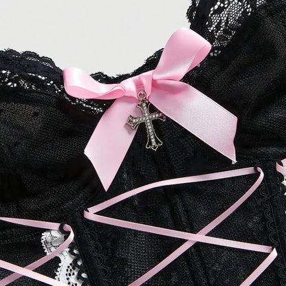 Lace Bow Corset Top fashionnsio