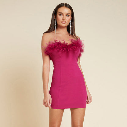 Feather Tube Bodycon Dress