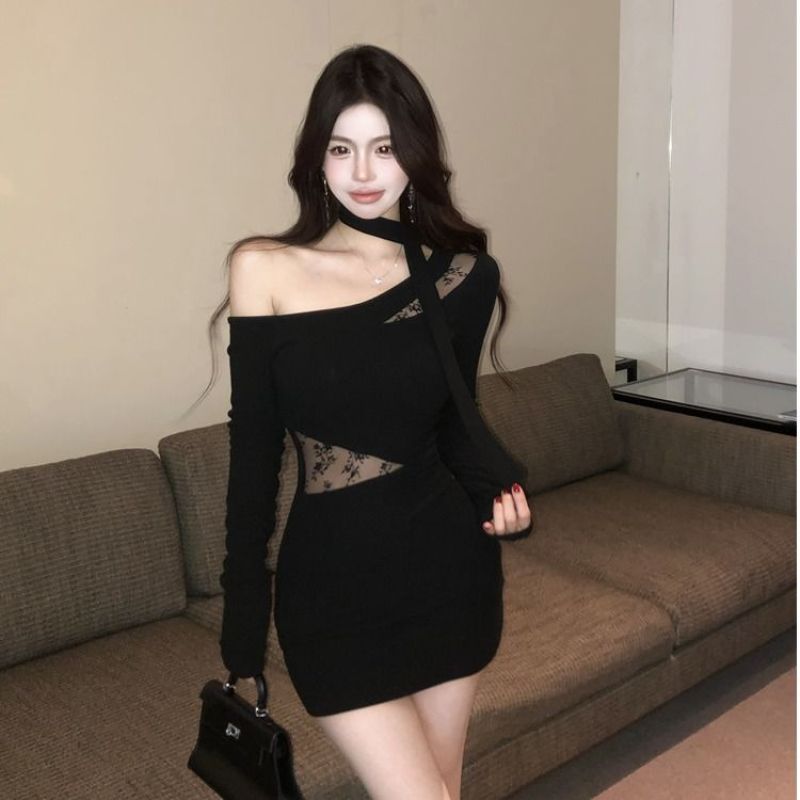 Off Shoulder Lace Scarf Dress - Fashionnsio