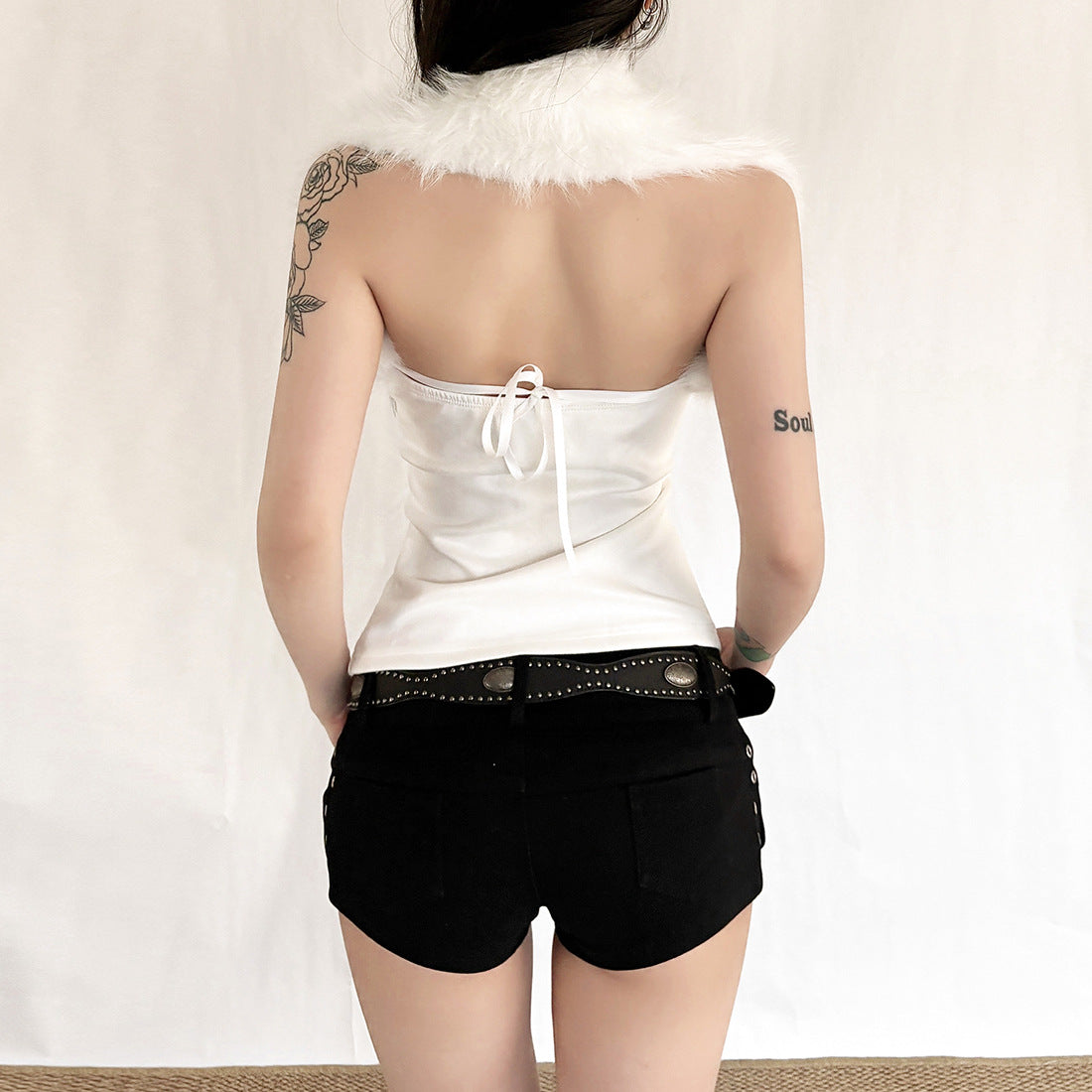 Fur Lace Up Corset Top fashionnsio